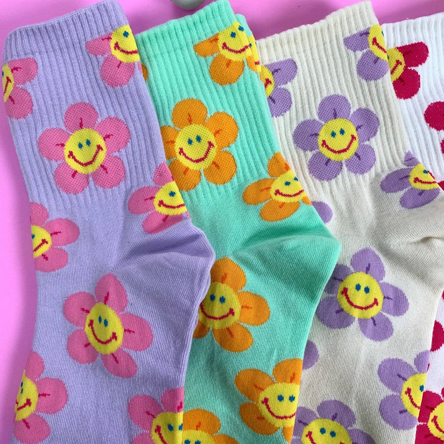 7DAYSSOCKS - Wholesale Socks - Women's - Women's Crew Smile Flower Socks12