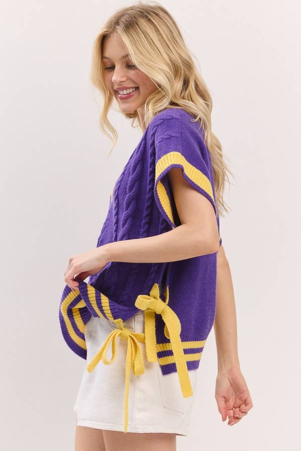 Sewn and Seen - Wholesale Sweater Vest - Women's - Cable Knit Varsity Sweater Vest12