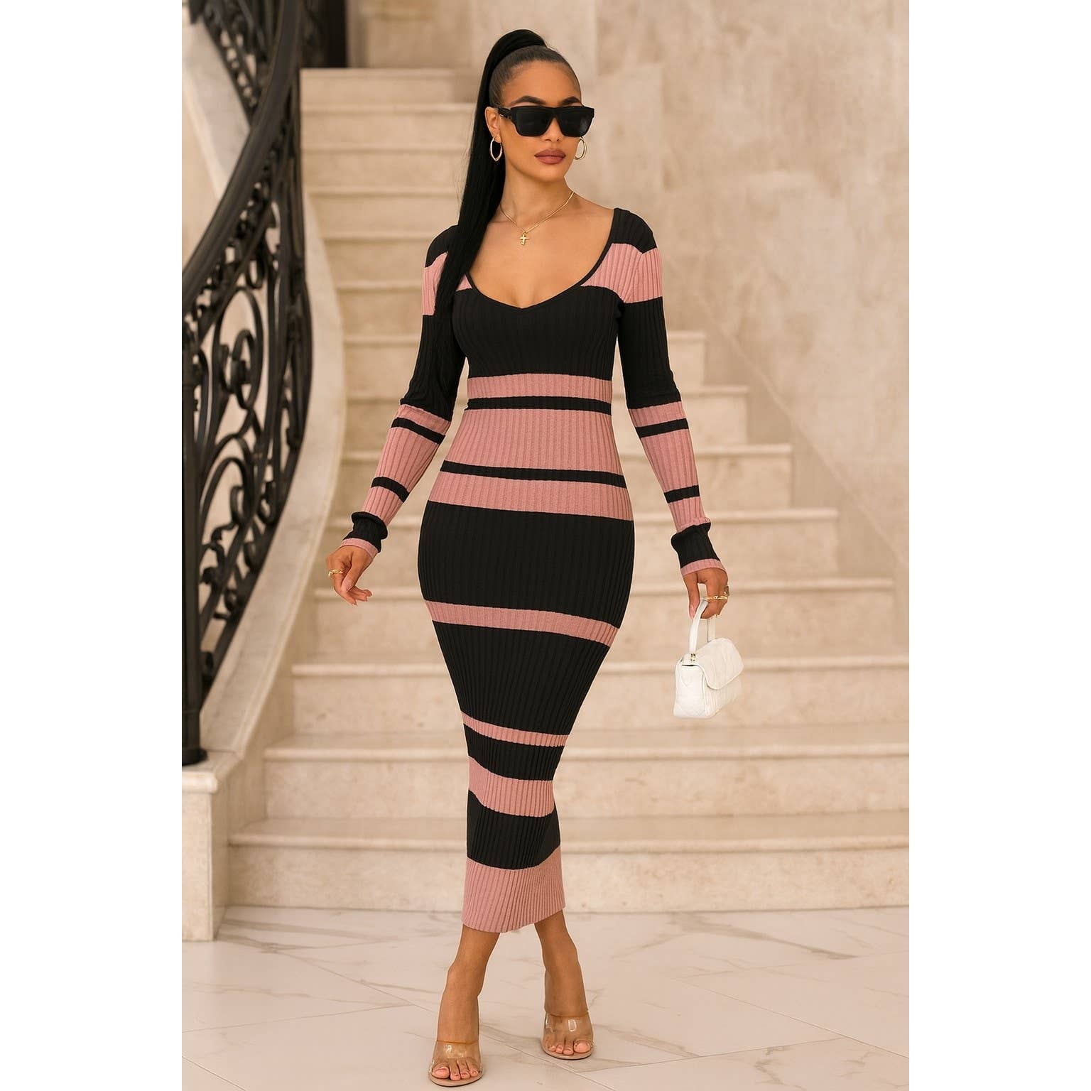 omgstyles – Vestido - Mulher por atacado – Vestido de Camisola Midi Classy12