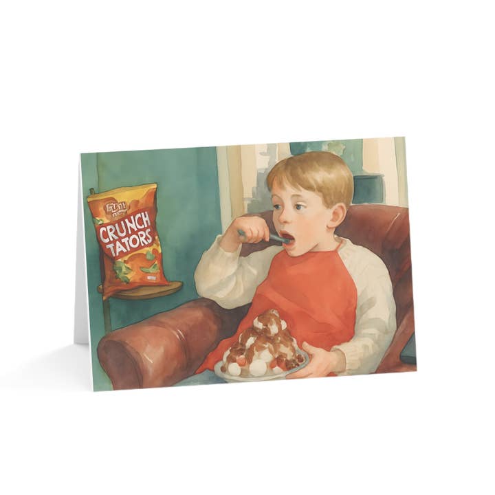 Manger des cochonneries et regarder des bêtises seul à la maison cartes de vœux pour la vente par Buffalovely