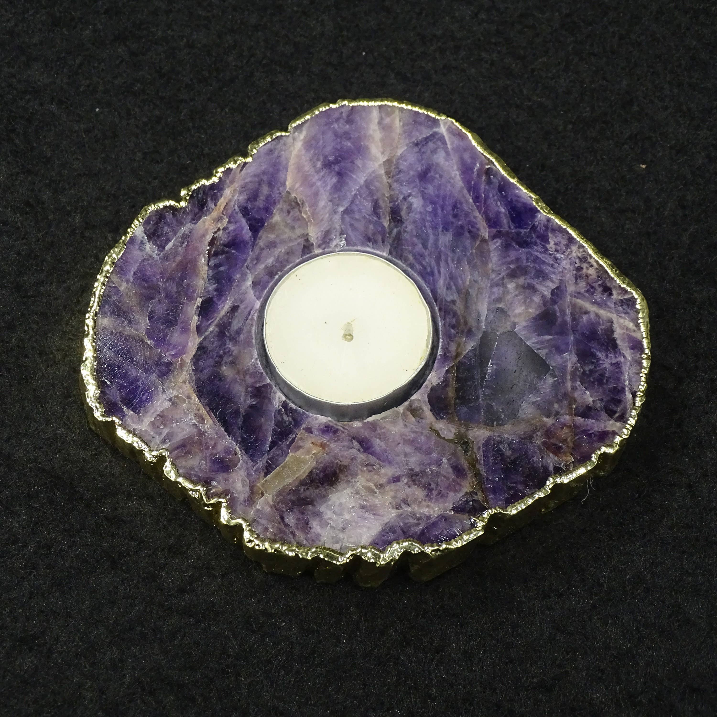 Serein Wellness – Suporte de vela por atacado – Suporte de luz de chá de vela de ametista, pedra de cristal roxo6