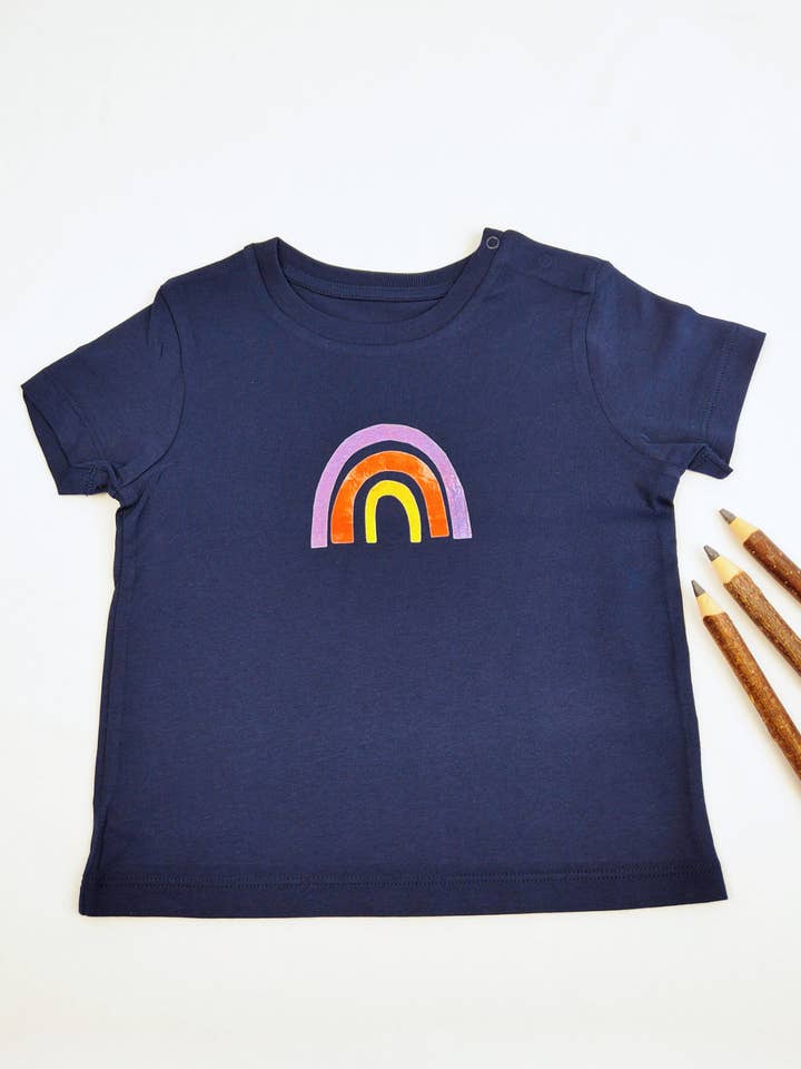 Meladi Baby Shirt Organic Cotton - Rainbow Navy Blue for wholesale by Life-Tree