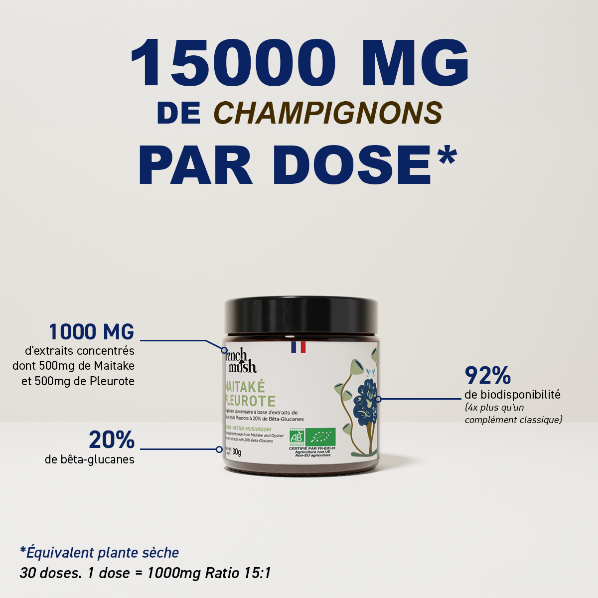 FRENCH MUSH - Wholesale Oral Supplement/Vitamin - Dietary Supplement Duo Maitake Oyster Mushroom - Powder2