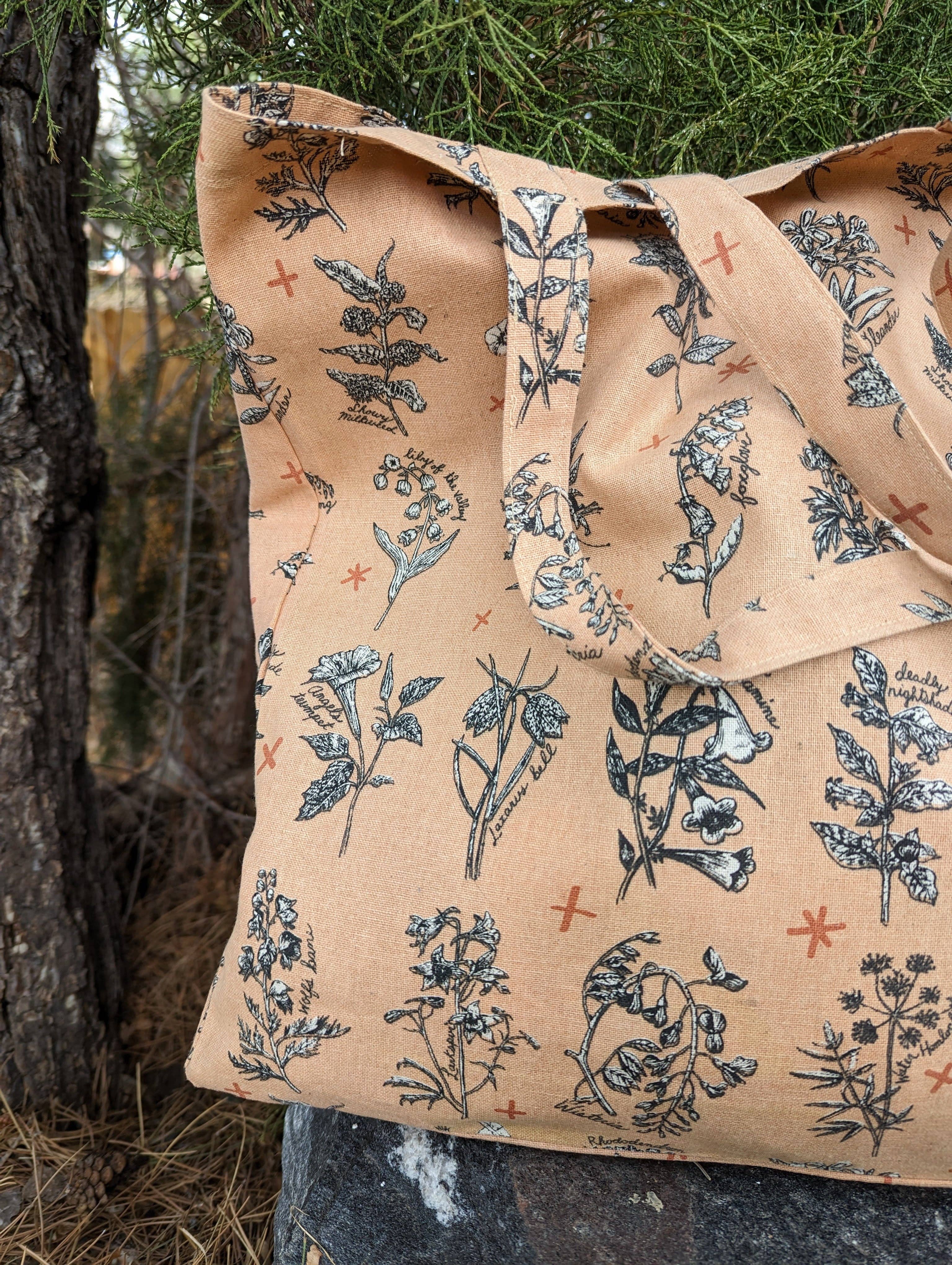 ilikesara | art + goods - Venta al por mayor Bolsa de asa- Mujer - bolso tote | flores fatales - bolso tote de lona serigrafiado con flor venenosa rosa6