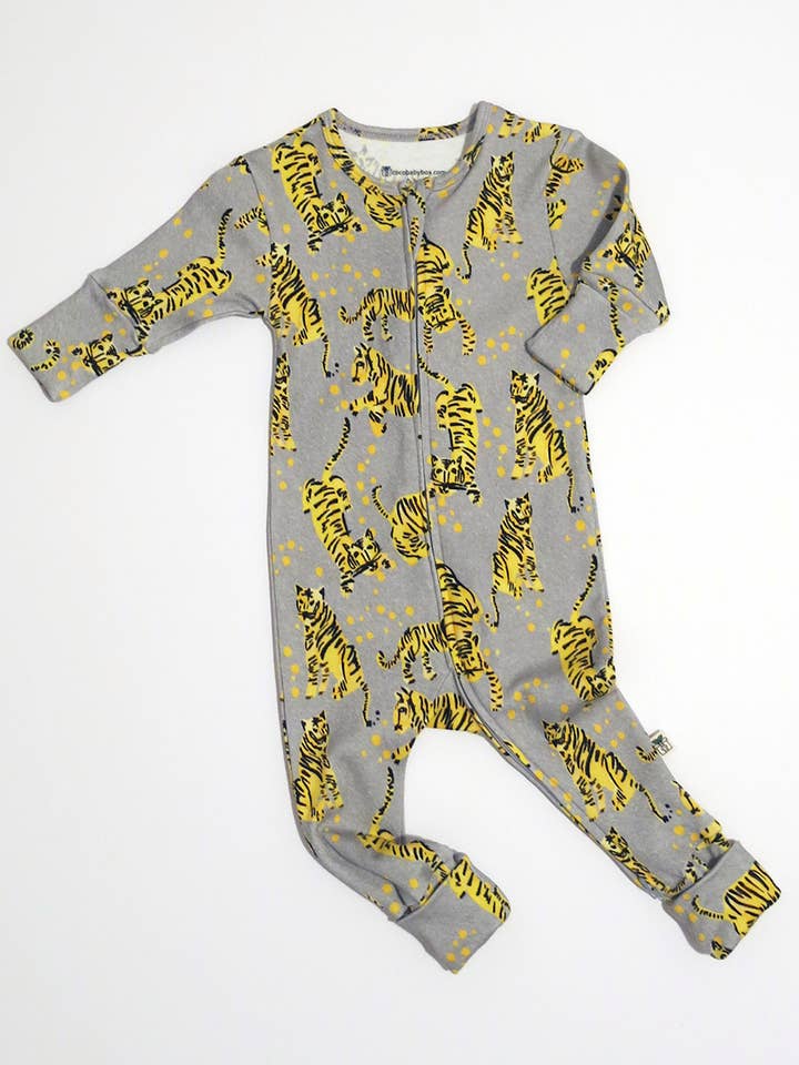 Tiger Print Zip Sleepsuit for wholesale by cocobabybox