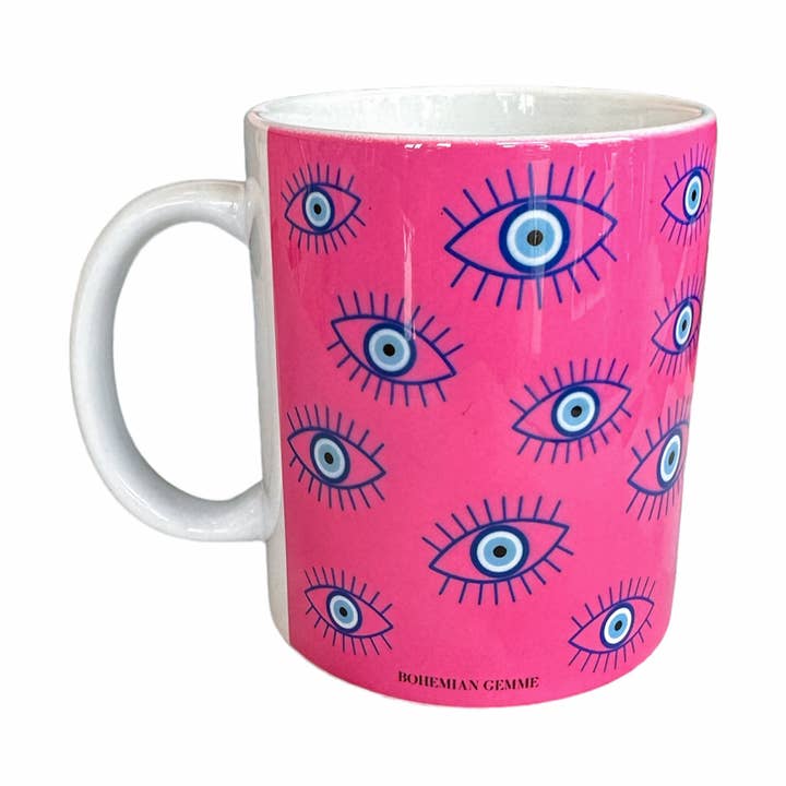 Caneca de café rosa Evil Eye 🧿 por atacado de BOHEMIAN GEMME