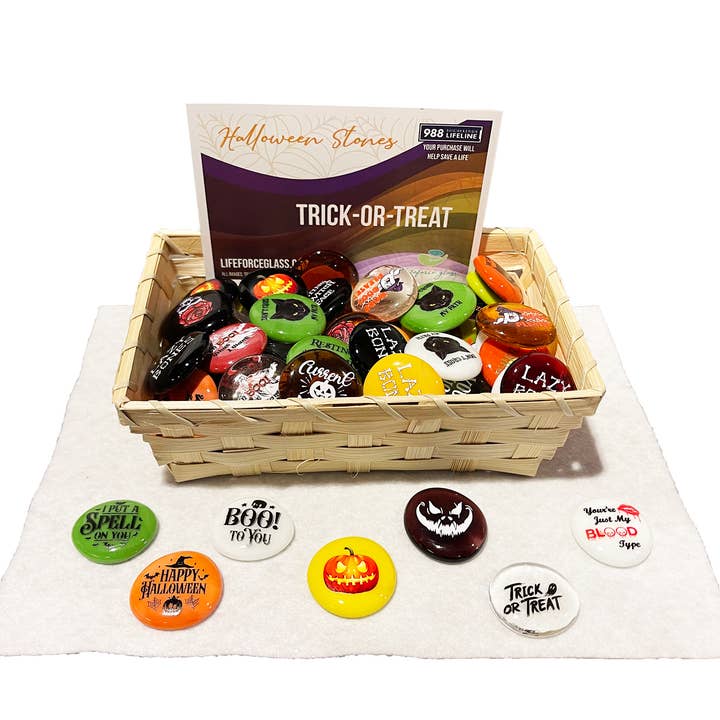 Halloween Glass Stone Assortment, 100 Pieces for wholesale by Lifeforce Glass, Inc.