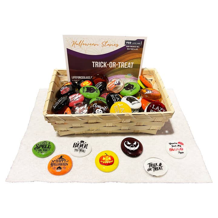 Halloween Glass Stone Assortment, 100 Pieces for wholesale by Lifeforce Glass, Inc.