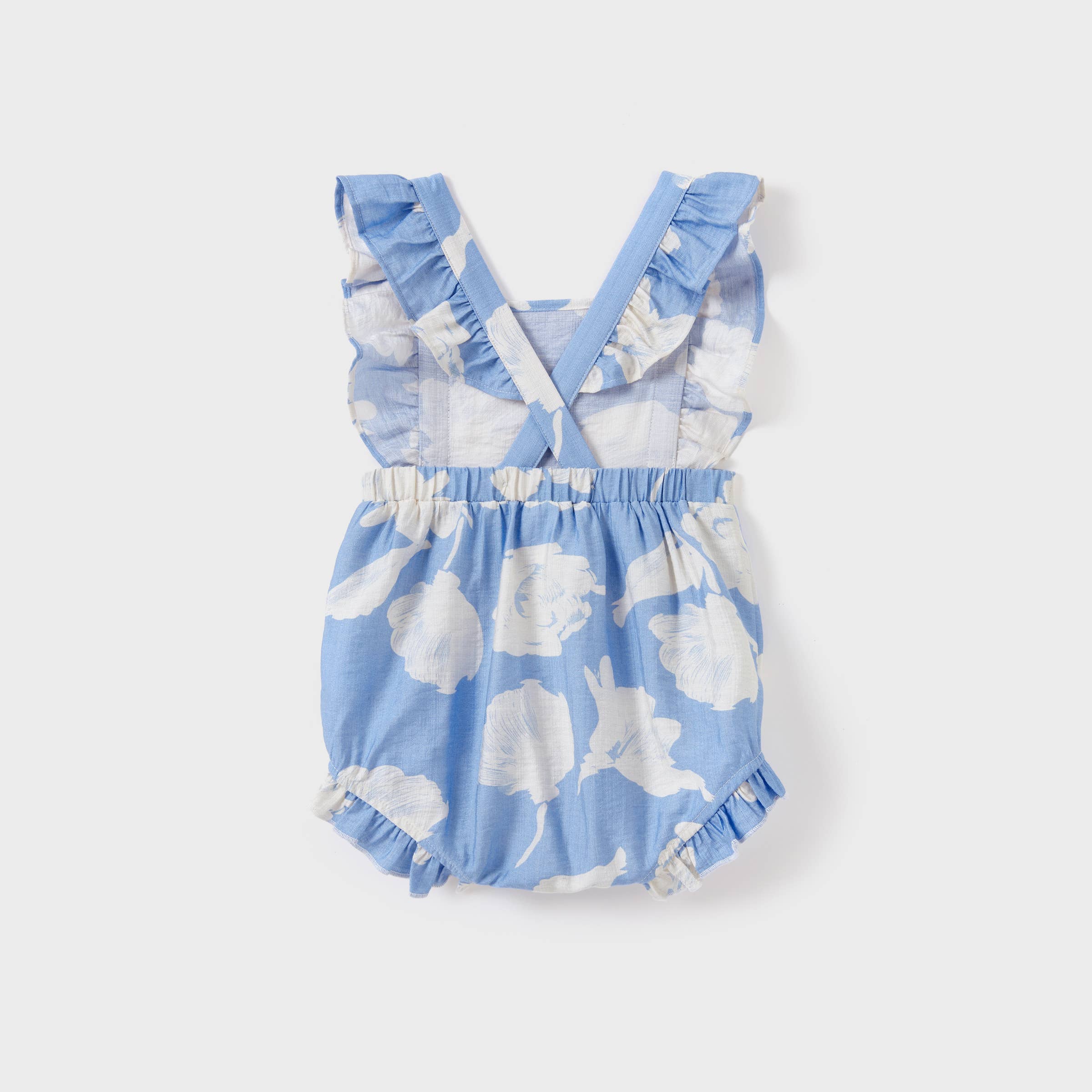 Azul Camiseta de algodón azul a juego para la familia o vestido con mangas de volantes. de venta al por mayor en Faire1