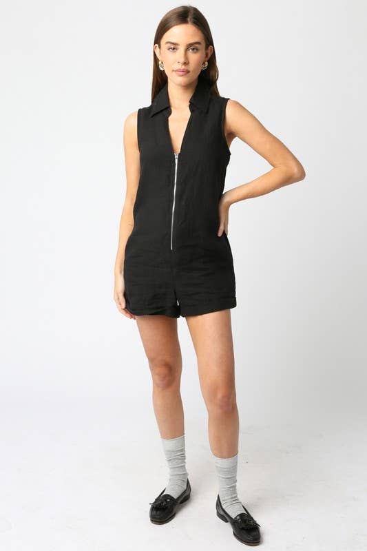 Olivaceous - Wholesale Romper - Women's - Haisley Zip Up Romper3