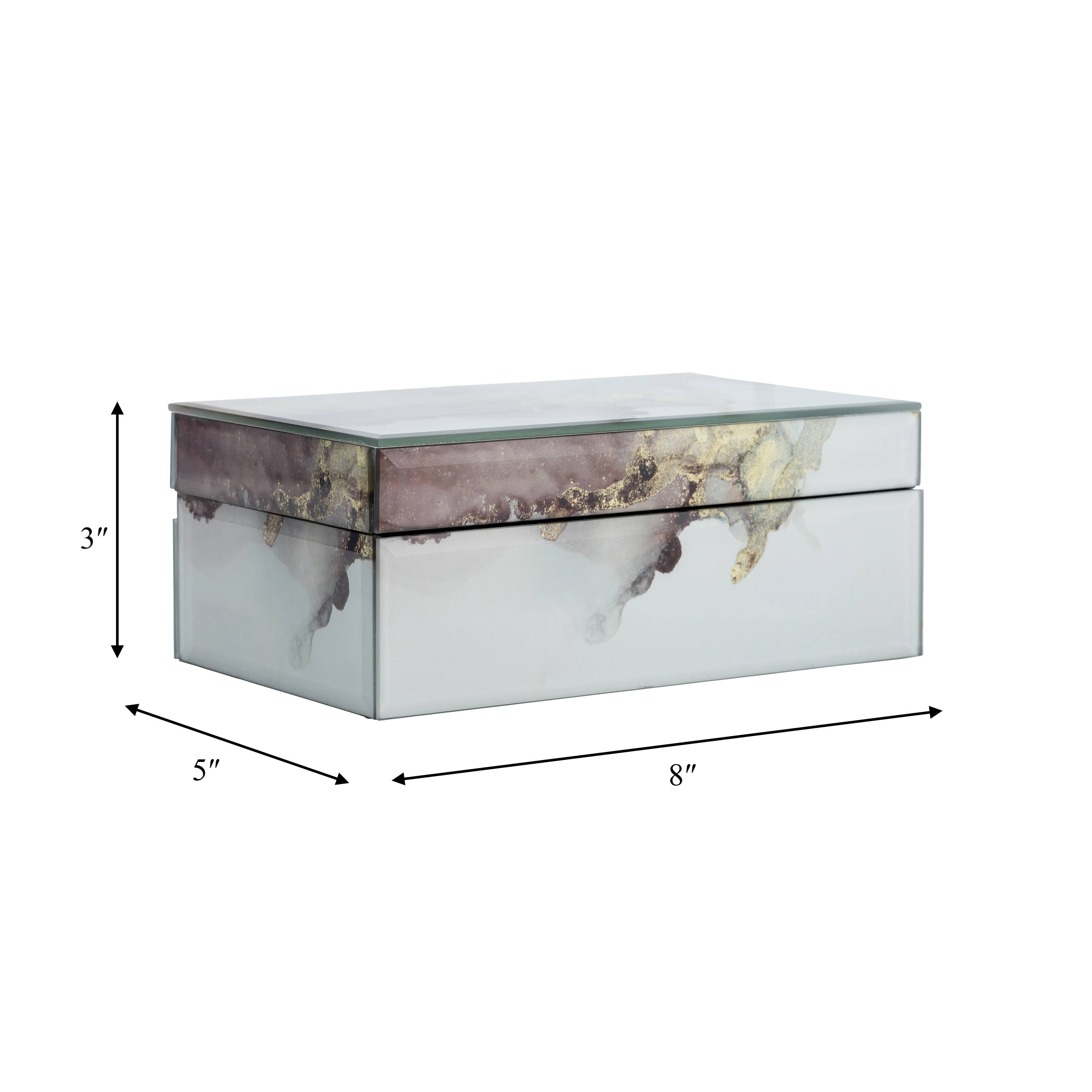 Sagebrook Home - Wholesale Decorative Box - Decorative Box - White/Beige/Gold Wood Abstract, 8x3 in.3