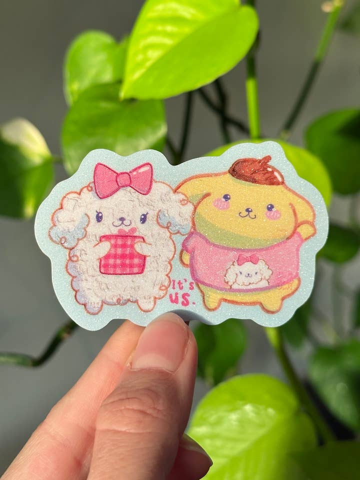 Autocollant Couple de Chiens Pompom | Papeterie Kawaii pour la vente par Uni & Umi