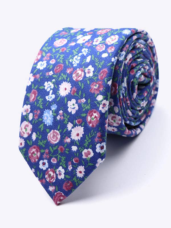 Corbata Liberty Azul n.º 7 Hombre en Algodón «Gaspard» para venta al por mayor de Unipap's