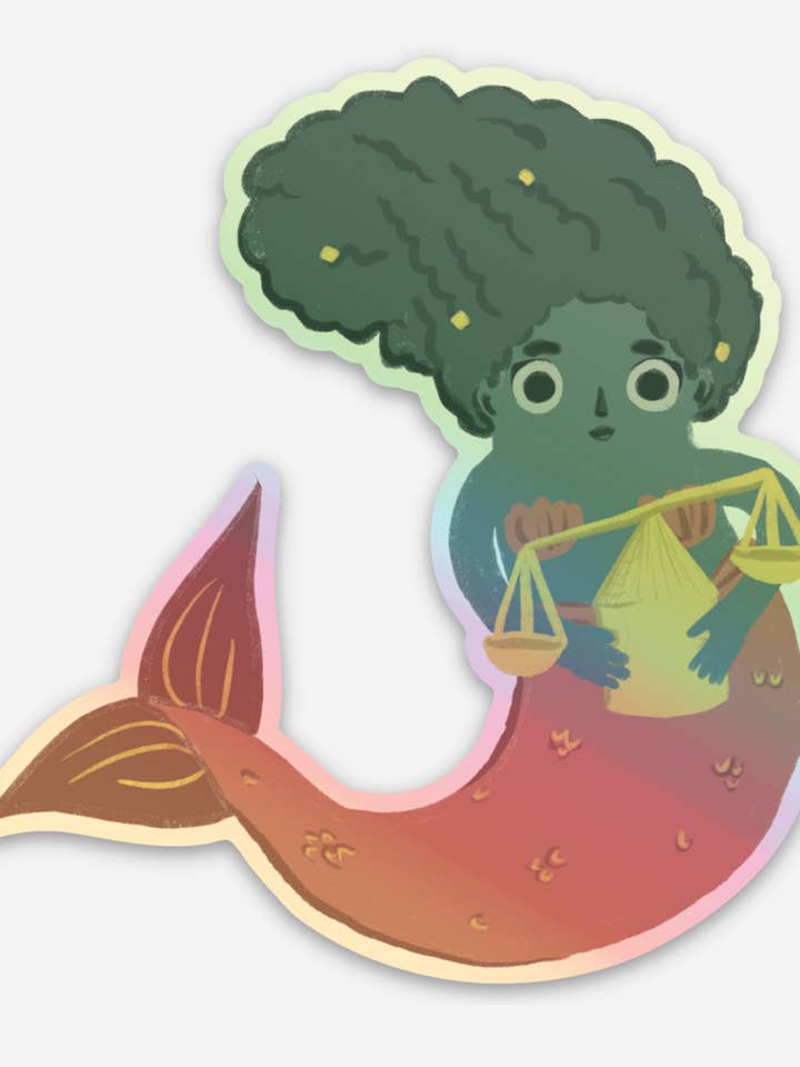 Holo Libra Mermaid Sticker for wholesale by Abby Cali Art