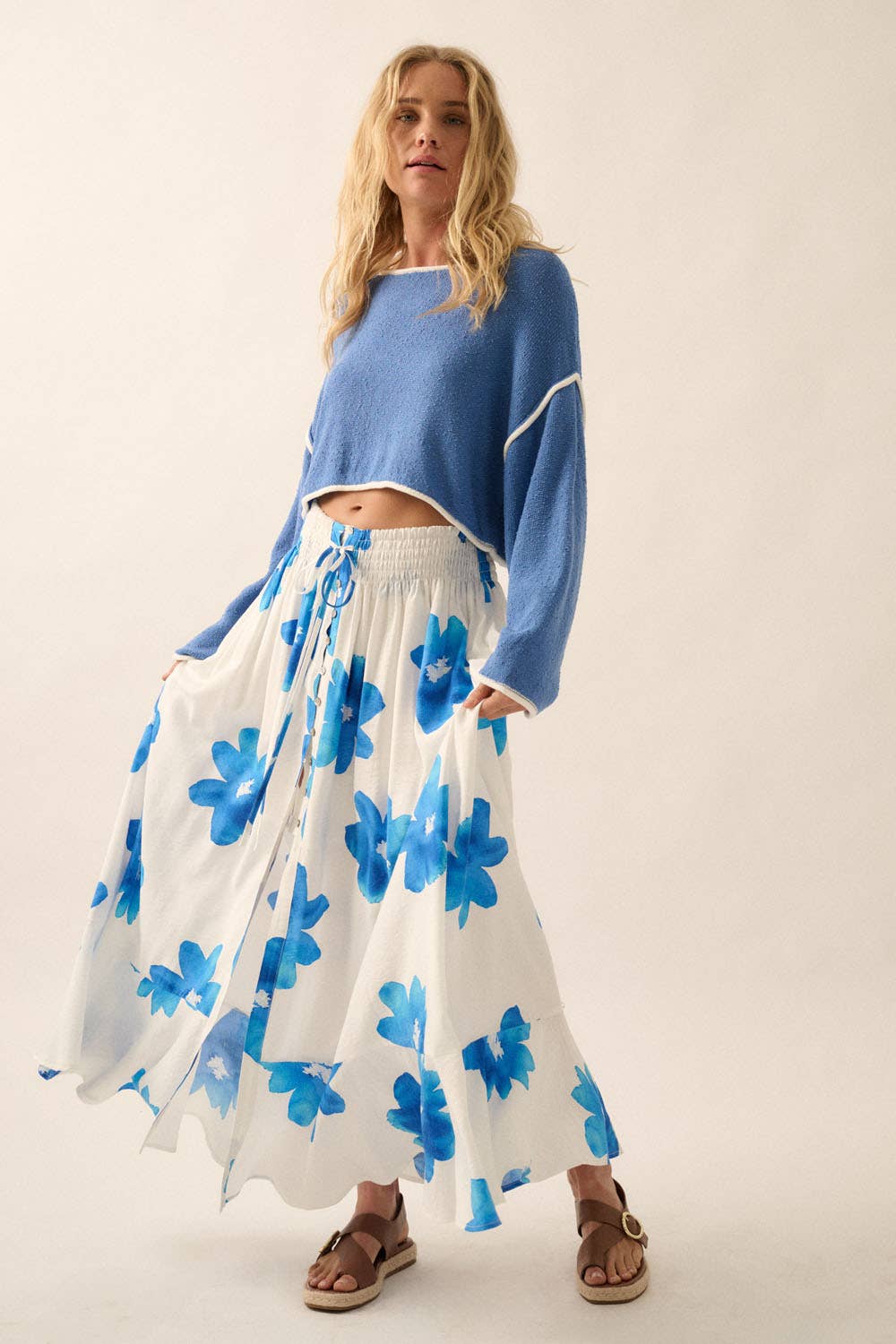 Promesa USA - Wholesale Knit Sweater - Women's - Loose Knit Boat Neck Exposed Seam Crop Sweater39