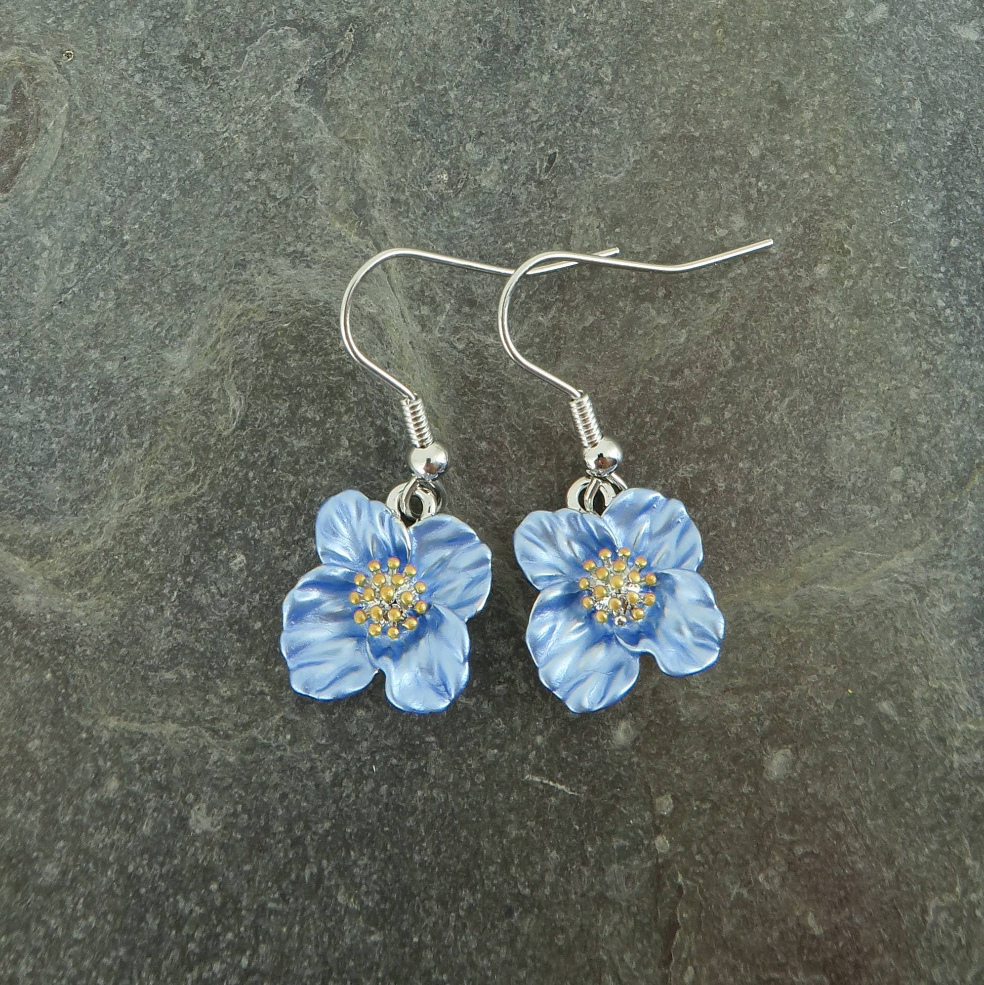 Alexander Thurlow & Co Ltd - Wholesale Dangle Earrings - Poppy Blue Flower Earrings1