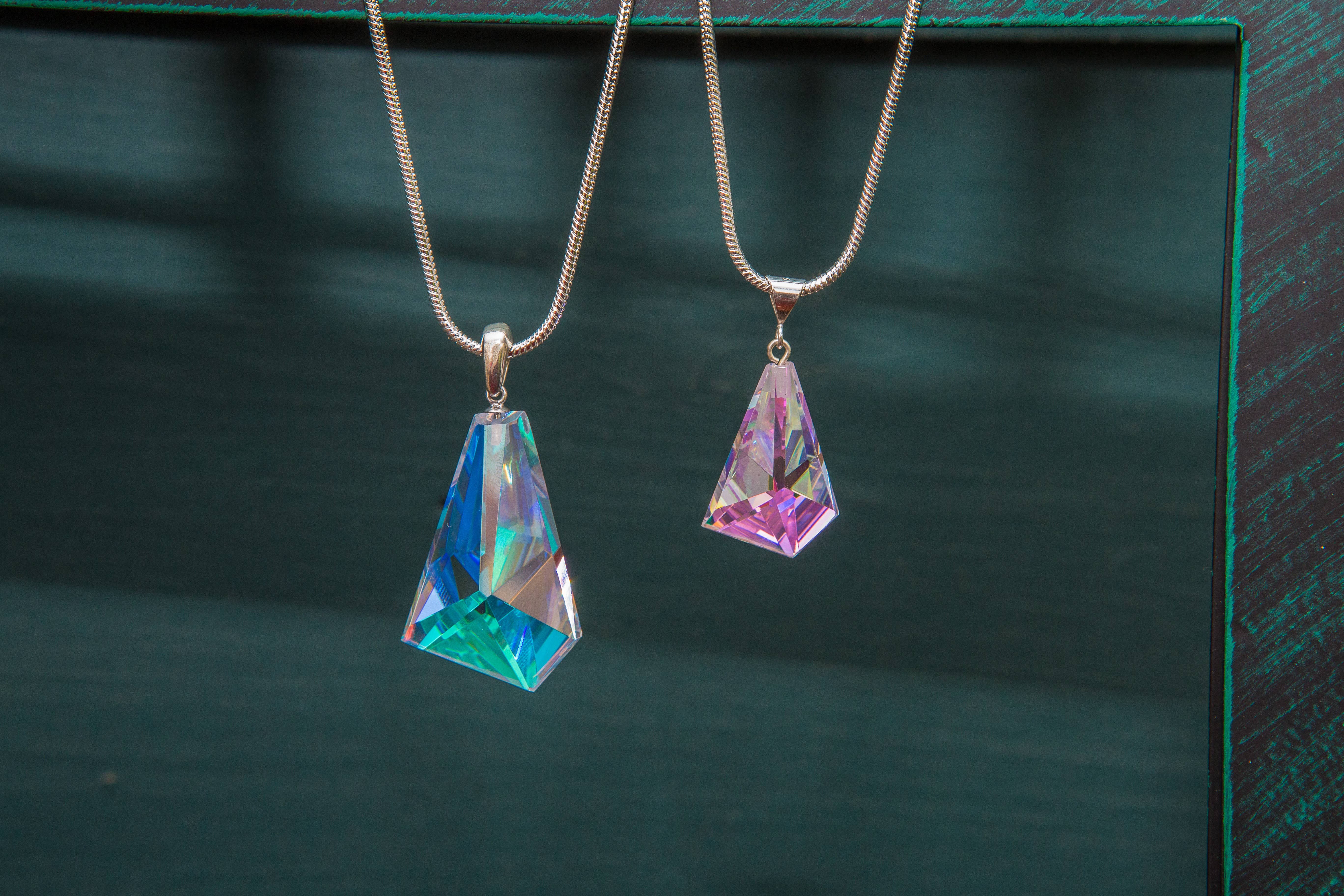 LeightWorks - Wholesale Pendant/Charm Necklace - Small Glacier Polished Pendant Sterling Silver Crystal5