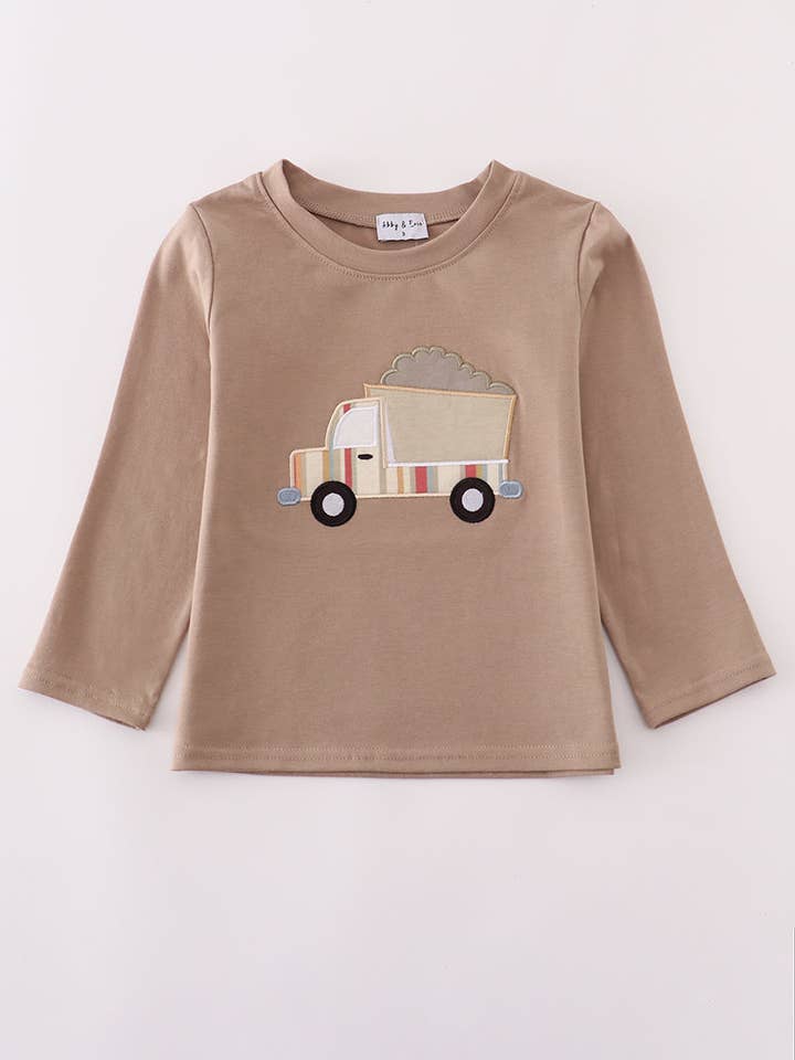 Khaki vehicle applique top for wholesale by Mom & Co.