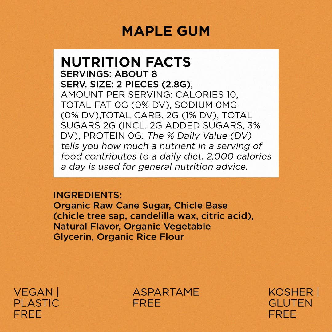 Simply Gum - Wholesale Chewing Gum - Maple Chewing Gum - Natural + Plastic-Free | 12 Pack1