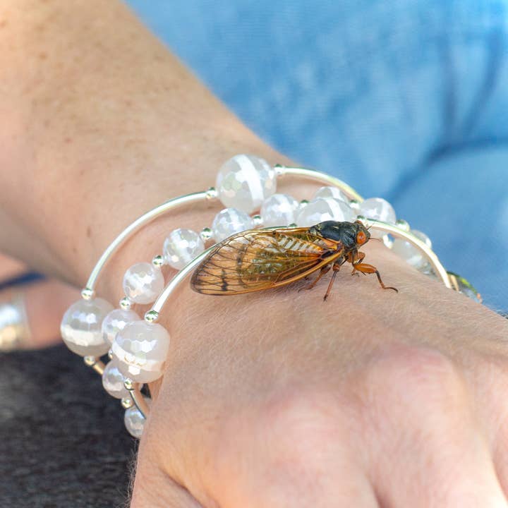 Made as Intended - Wholesale Beaded Bracelet - 12mm Faceted White Stripe Agate Blessing Bracelet 1
