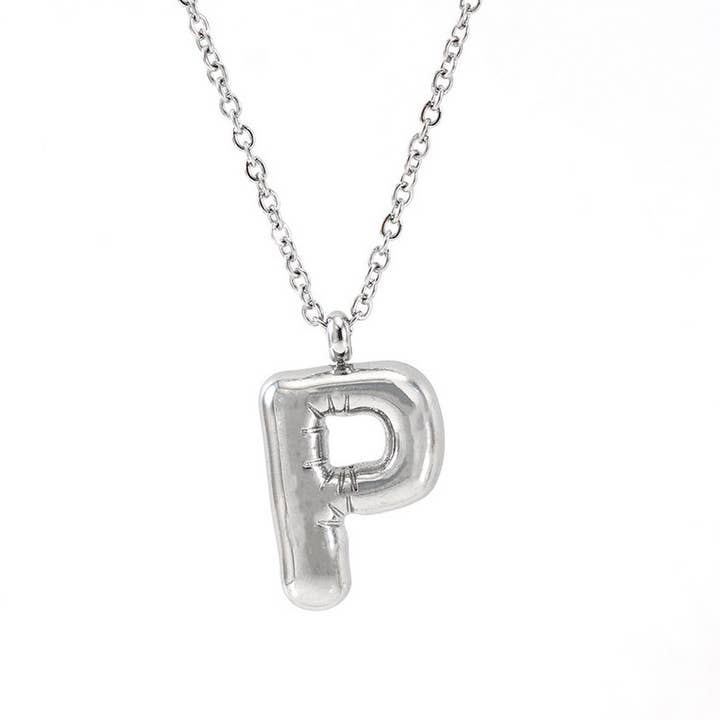 NINEXIS - Wholesale Pendant/Charm Necklace - CWAJE1946_Steel Color Bubble Letter Necklace20