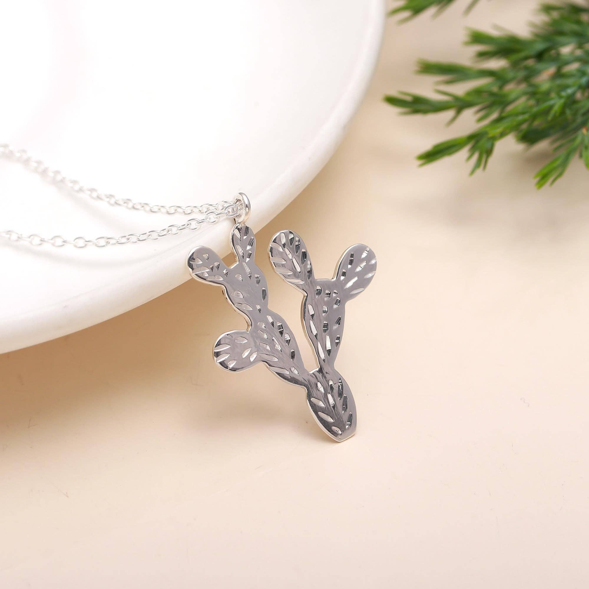 AG 925 JEWELLERY - Wholesale Pendant/Charm Necklace - 925 Silver Cactus Pendant Necklace0