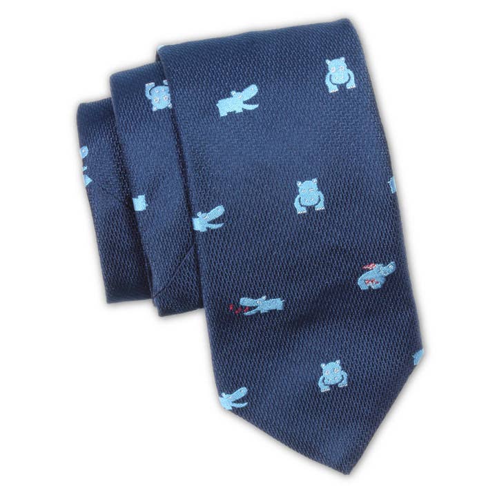 Hippo Herd Men's Silk Tie for wholesale by Soxfords
