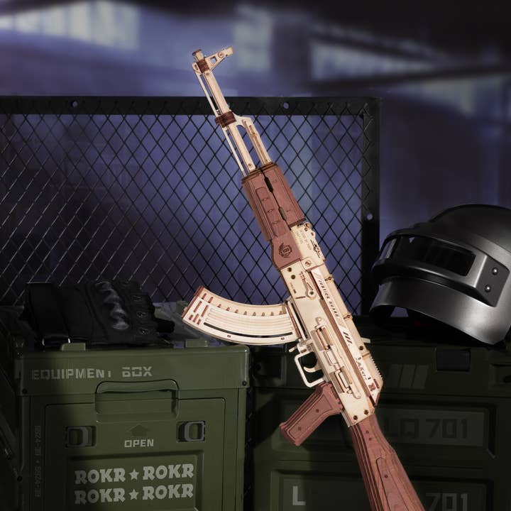 Magnote - Wholesale DIY Craft Kit - ROKR Justice Guard AK-47 Assault Rifle Wooden 3D Puzzle Kit3