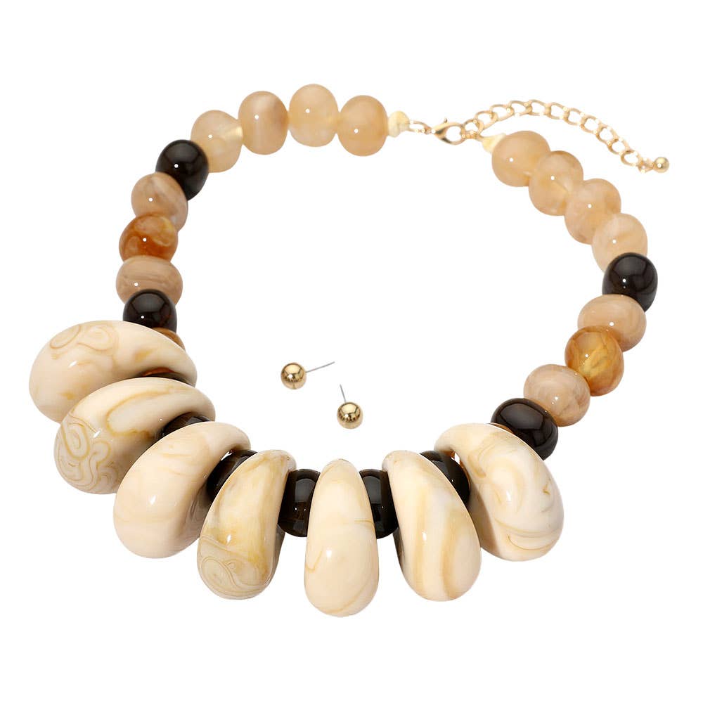 Sensibling Corp. - Vente Collier de perles - Collier à perles en résine marbrée et massive.5