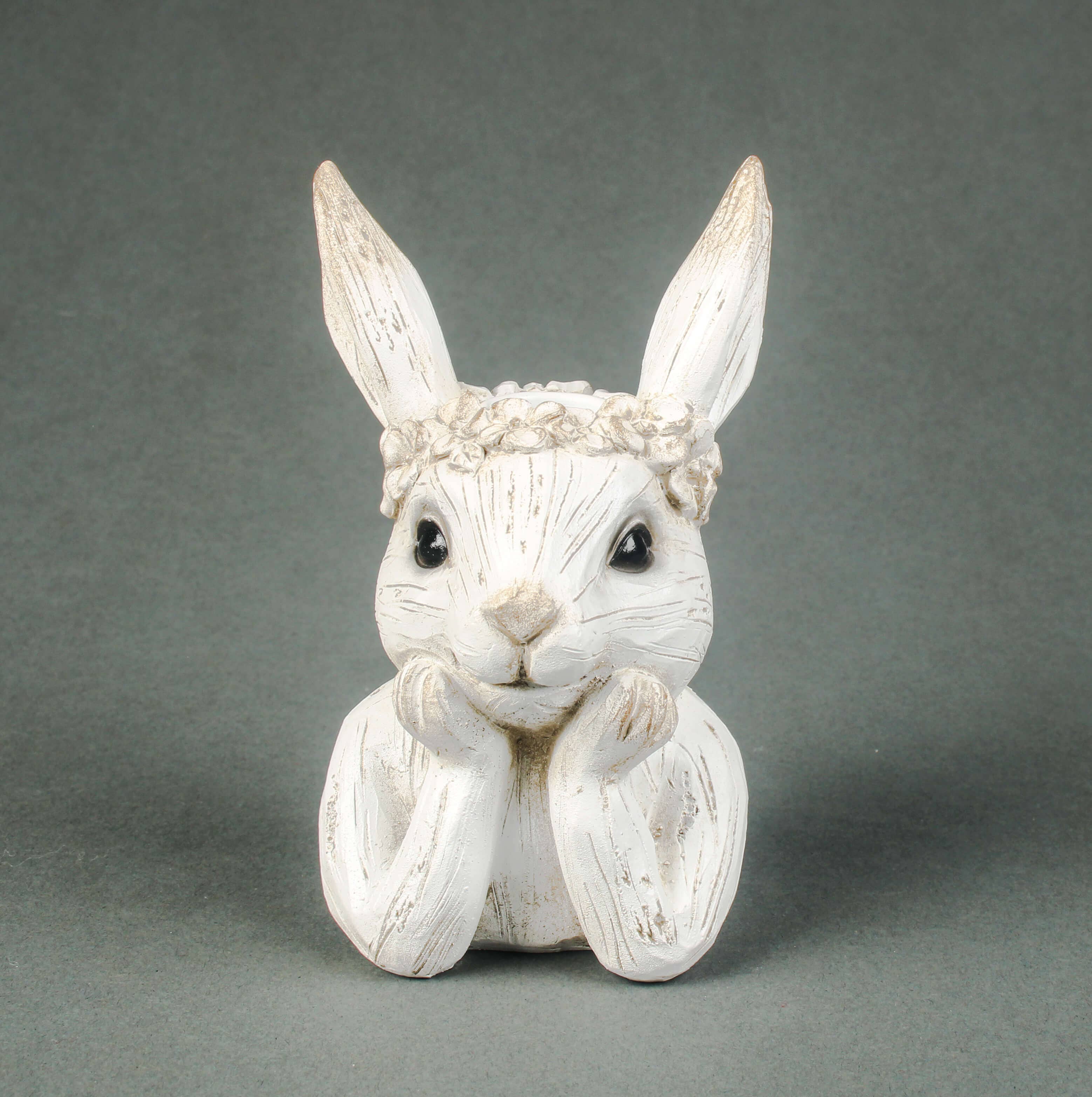 Originals International Ltd – wholesale Candle holder – Distressed White Rabbit Taper Candle Holder3