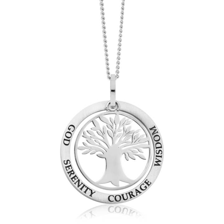 Colgante en forma de árbol «God Serenity Courage Wisdom» de acero inoxidable para venta al por mayor de Joyful Sentiments