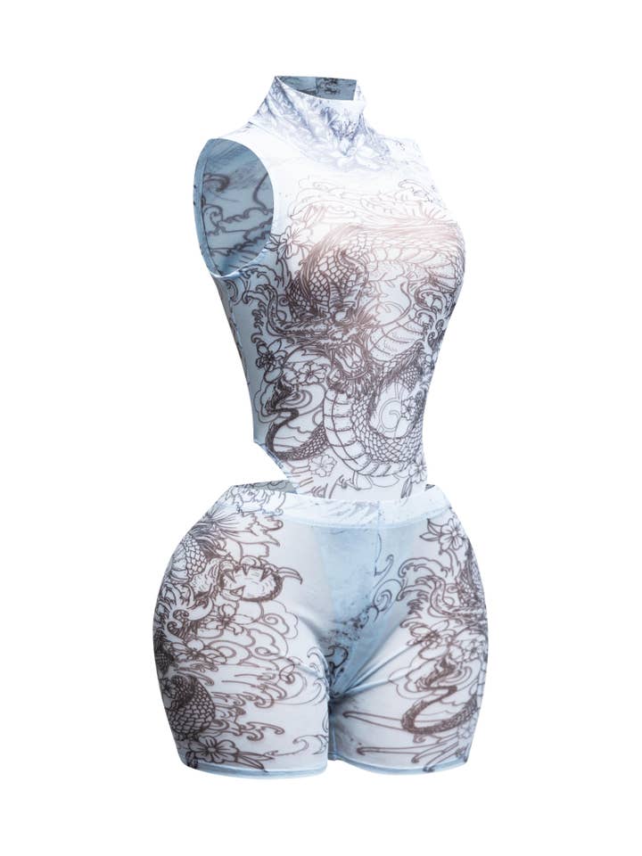 BLUE COMBO Mesh Biker Short Set for wholesale on Faire2