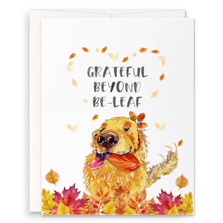 Grateful Dog - Cartes de Thanksgiving drôles pour la vente par Liyana Studio