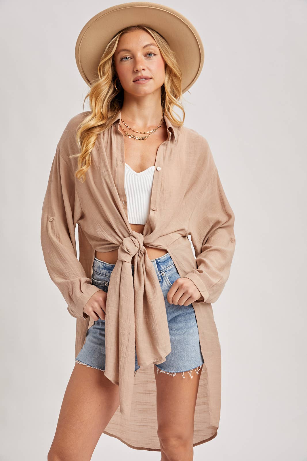 Bluivy - Wholesale Button Down Shirt - Women's - BUTTON-UP VENTED LONGLINE SHIRT21