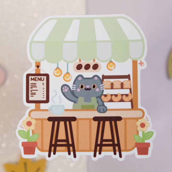 Sparkles in the Wild - Wholesale Sticker - Autocollant de chat mignon de café0