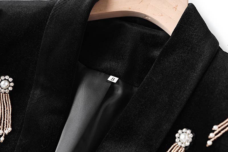 Productseeker – wholesale Kostymset – Dam – SET041 Kraftig pärlbyxa i sammet med breda ben9