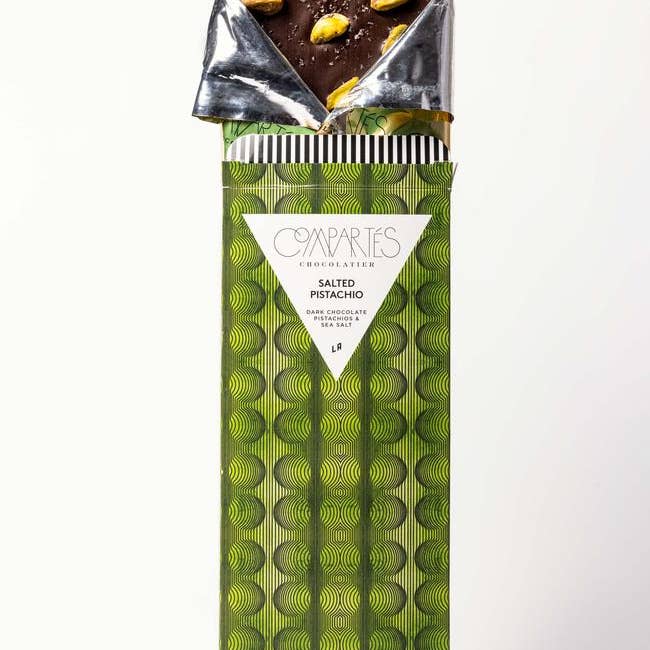 Compartes Chocolate - Wholesale Chocolate Bar - Salted Pistachio Dark Chocolate Bar1
