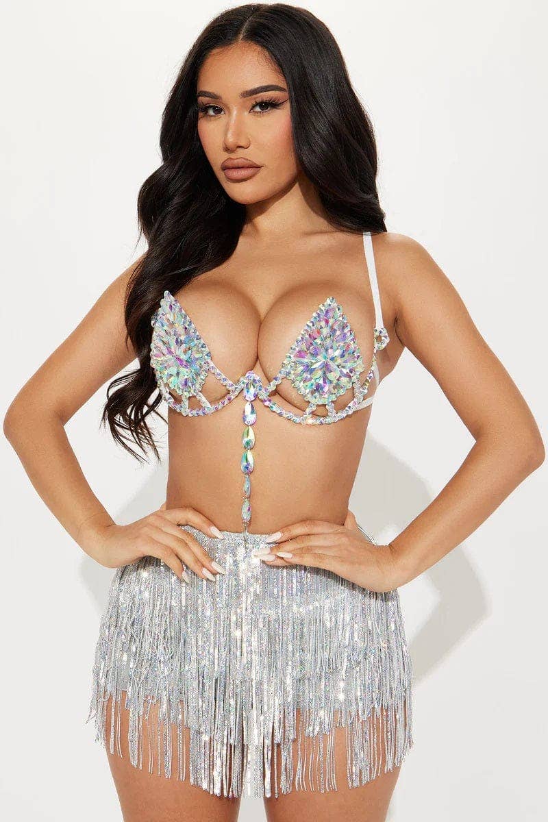 Frozen Iridescent Crystal Carnival Bra for wholesale on Faire2