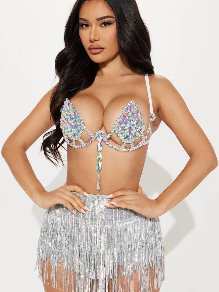 Frozen Iridescent Crystal Carnival Bra for wholesale on Faire2