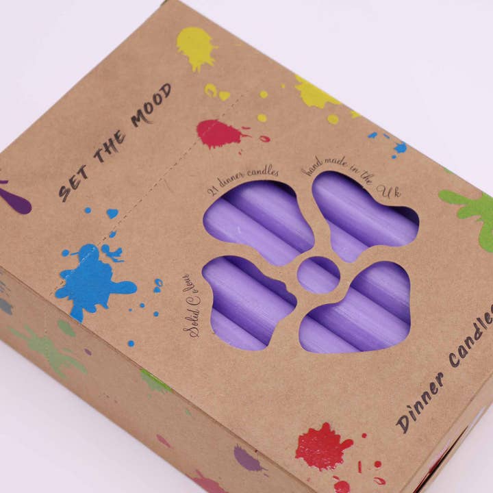 AW Artisan - Wholesale Tapered Candle/Candlestick - Table Candle Set - Pack of 21 - Purple1