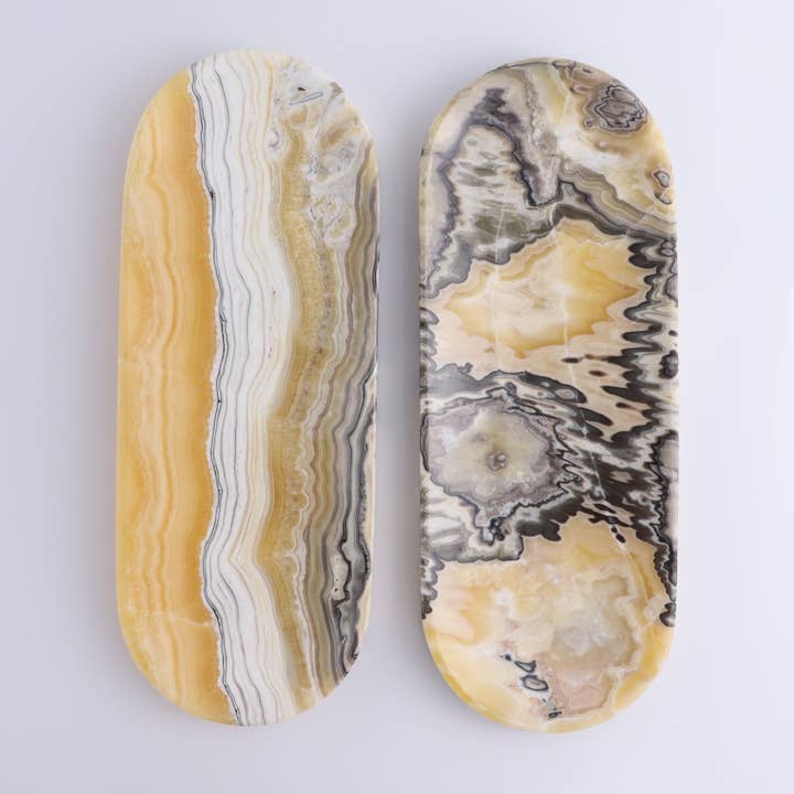 Mi Esperanza Minerals - Wholesale Decorative plate/dish/bowl - One Zebra Yellow/Orange Onyx Oval Dish3