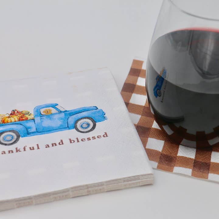 soiree-sisters - Wholesale Disposable Napkin - Fall Cocktail Napkins | Thankful and Blessed Truck - 20ct4