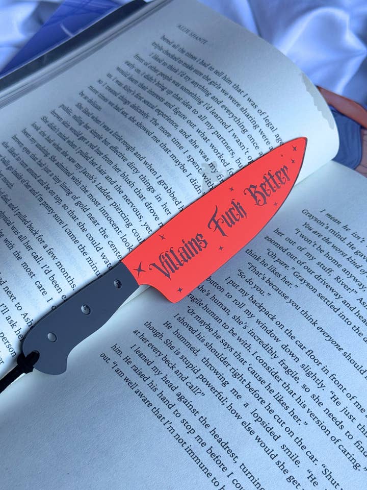 Villains Fuck Better - Mirrored Knife Bookmark (Red) for wholesale by Scribbles Wholesale