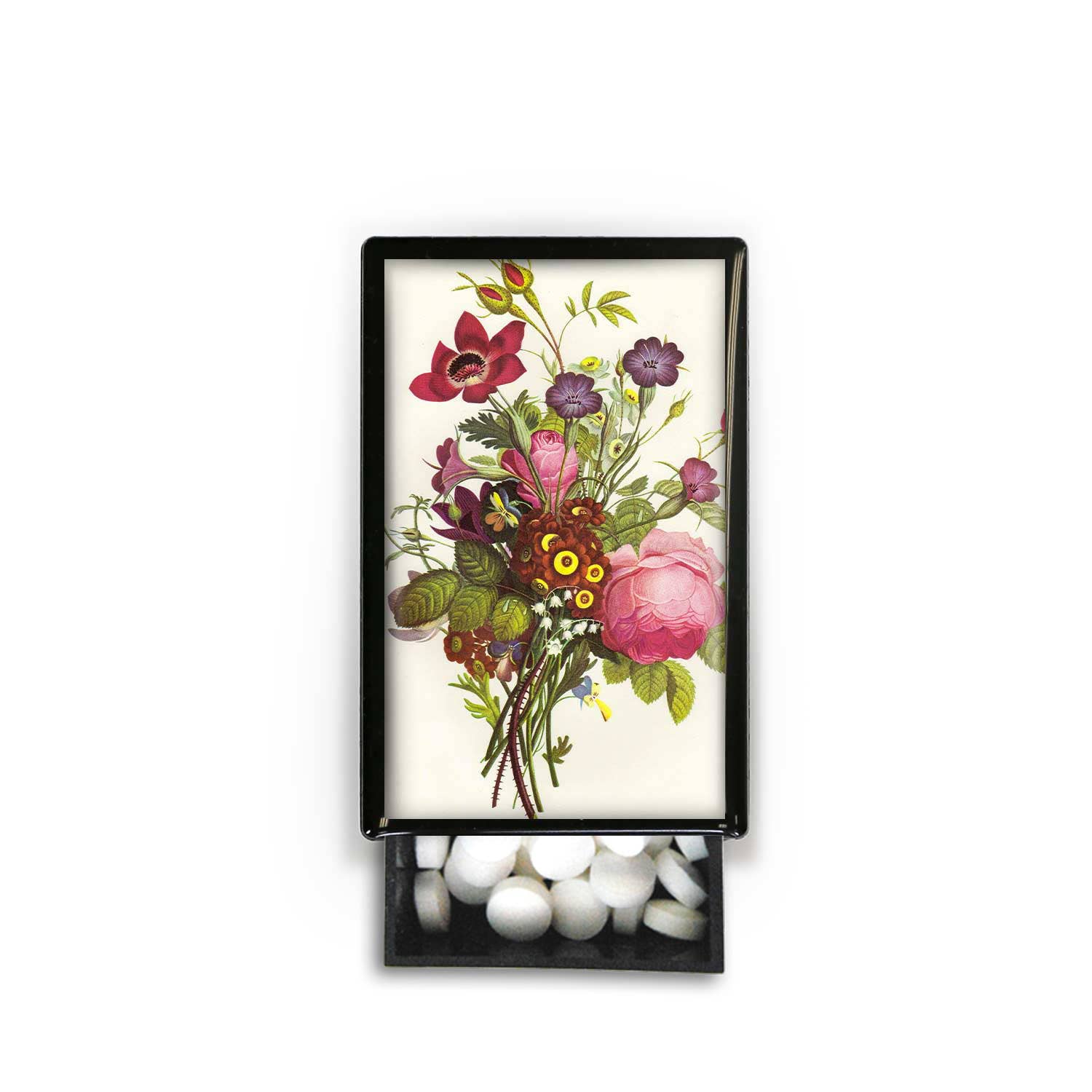 Lucy Lu Designs - Wholesale Match Holder - Vintage Botanical Cabbage Rose Pansy Jonqui l Slide Box2