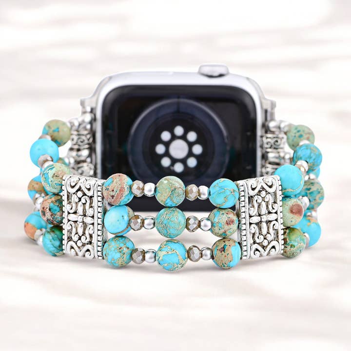 Bracelet de montre artisanal en forme de pomme extensible Turquoise Spirit pour la vente par Cape Diablo