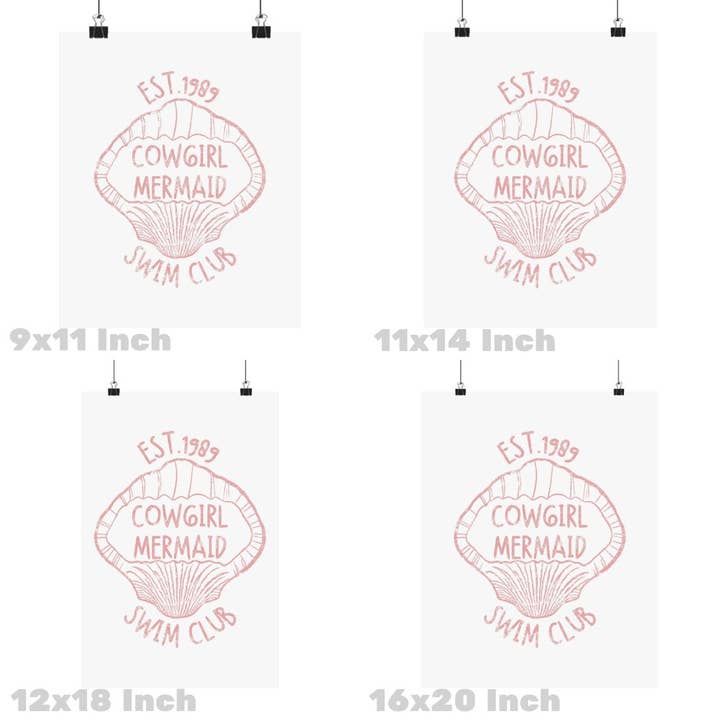 Honey Coast Print Co. - Wholesale Art Print - Cowgirl Mermaid Beach Club Wall Art Pastel Pink Print