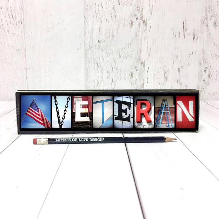Veterans Day Gift - Veteran Sign, Patriotic Wall Decor USA for wholesale by Letters Of Love Designs