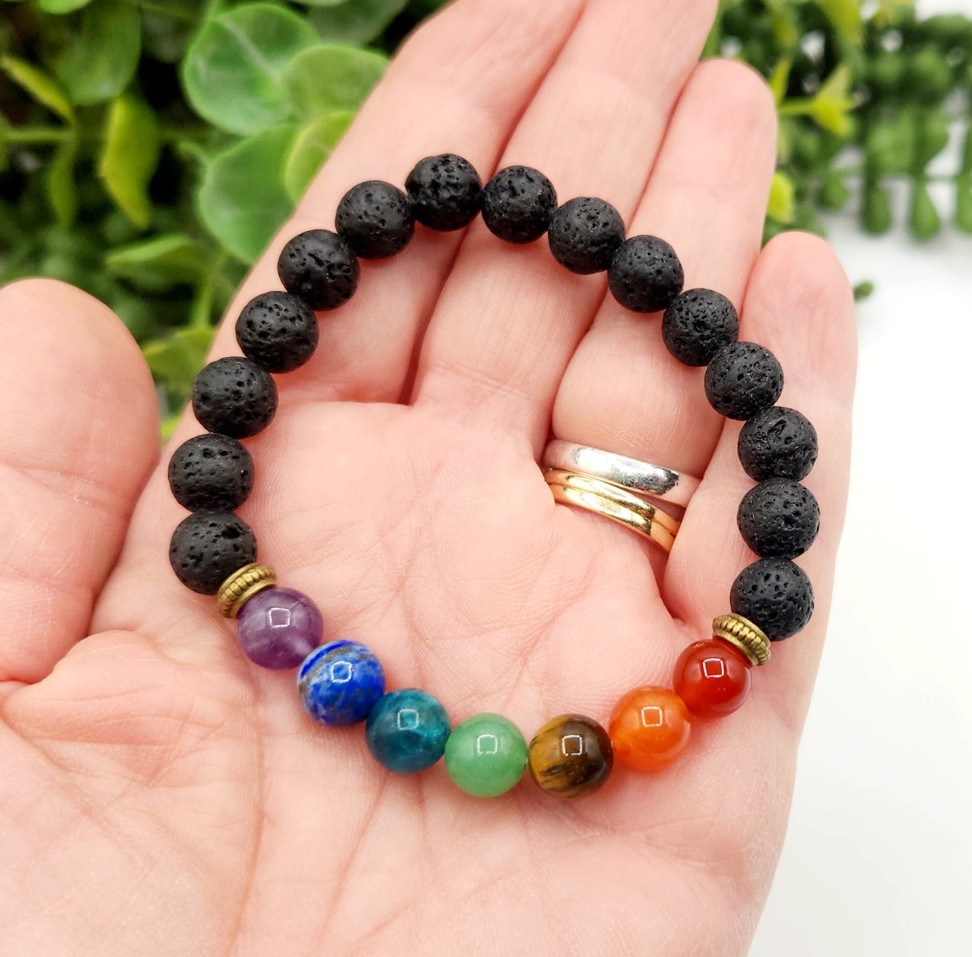 Meraki Gemstones – wholesale Beaded bracelet – CHAKRA - Gemstone with Lava Stretchable Bracelet 8mm4