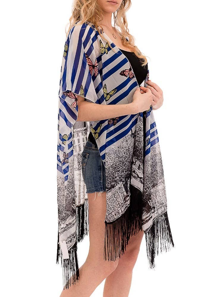 Cap Zone – wholesale Kimono – Women's – Butterfly Chiffon Sheer Cardigan Kimono3