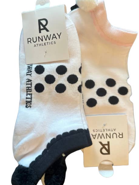 Athletic Socks-Pom Pom Sock Set -Black & White/Lightest Pink for wholesale by Runway Athletics